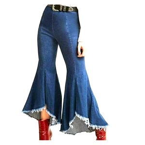 Blue Flare Wide Leg Jeans